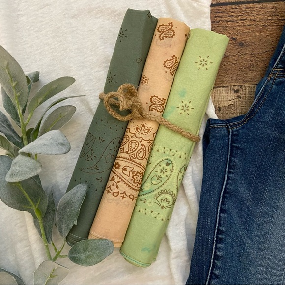 Summer Camo Collection Hand Dyed, Sun Bleached Cotton Bandanas (Set of 3) - Picture 2 of 8